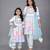 Mother daughter white multicolor heart printed kurta set
