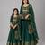 Mother daughter green embroidered cotton silk lehenga set