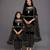 Mother daughter black embroidered velvet kurta set