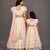 Mother daughter multicolor printed organza lehenga set