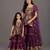 Mother daughter purple embroidered cotton silk sharara set