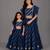 Mother daughter blue embroidered organza lehenga set
