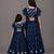 Mother daughter blue embroidered organza lehenga set