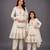 Mother daughter white embroidered velvet anarkali set