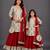Mother daughter red printed cotton silk lehenga set