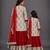 Mother daughter red printed cotton silk lehenga set