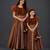 Mother daughter brown embroidered organza lehenga set
