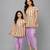 Mother daughter white printed cotton silk kurta dhoti set