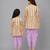 Mother daughter white printed cotton silk kurta dhoti set