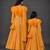 Mother daughter orange embroidered organza anarkali set