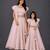 Mother daughter pink embroidered georgette lehenga set