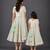 Mother daughter green embroidered georgette lehenga set