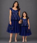 Mother daughter blue cotton lehenga set