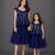 Mother daughter blue cotton lehenga set