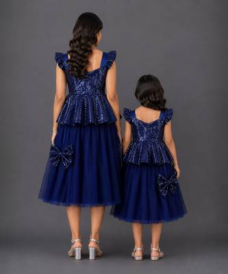 Mother daughter blue cotton lehenga set 2