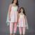 Mother daughter multicolor printed cotton silk kurta set