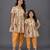 Mother daughter white printed cotton silk kurta set