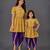 Mother daughter yellow printed silk kurta set