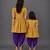 Mother daughter yellow printed silk kurta set