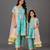 Mother daughter blue printed cotton silk kurta set