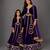 Mother daughter purple embroidered velvet lehenga set
