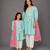 Mother daughter blue embroidered cotton silk kurti set