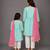 Mother daughter blue embroidered cotton silk kurti set