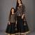 Mother daughter black embroidered cotton silk lehenga set