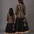 Mother daughter black embroidered cotton silk lehenga set