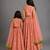 Mother daughter peach printed cotton silk lehenga set