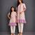 Mother daughter off white purple printed cotton silk kurti set