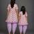 Mother daughter off white purple printed cotton silk kurti set