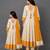 Mother daughter off white and yellow cotton silk floral anarkali suit