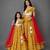 Mother daughter mustard yellow printed cotton silk lehenga set