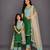 Mother daughter emerald green teal blue printed cotton silk kurti set