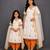 Mother daughter orange printed cotton silk angrakha kurta and dhoti set