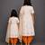 Mother daughter orange printed cotton silk angrakha kurta and dhoti set