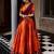 Beautiful Rust Orange Silk Half Saree Lehenga With Sequins Dupatta