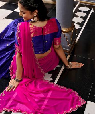 Classic Navy Blue Zari Weaving Silk Traditional Half Saree Lehenga 4