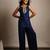 Blue embroidered raw silk co ord set
