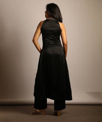 Black embroidered silk co ord set 5