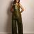 Olive green embroidered raw silk co ord set