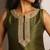 Olive green embroidered raw silk co ord set