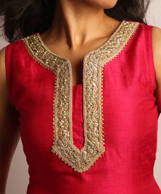 Pink embroidered raw silk co ord set 7