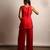 Red embroidered raw silk co ord set