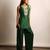 Green embroidered raw silk co ord set