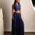 Royal blue embroidered raw silk co ord set