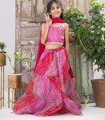 Pink Tiered Lehenga Choli Set