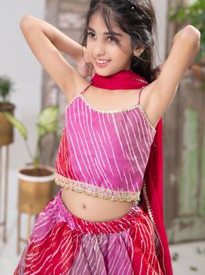 Pink Tiered Lehenga Choli Set 4