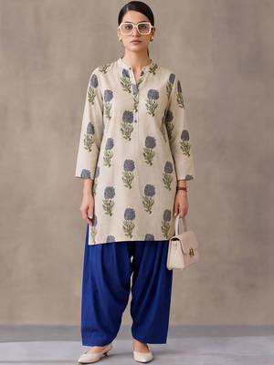 women floral printed regular cotton kurta with patiala 1